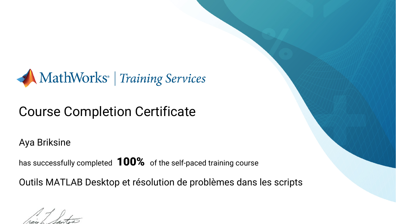 MathWorks certificate – MATLAB Desktop Tools and Troubleshooting Scripts