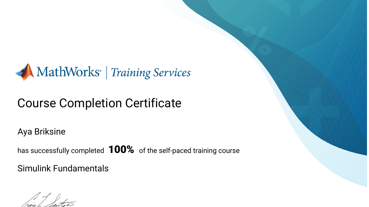 MathWorks certificate – Simulink Fundamentals